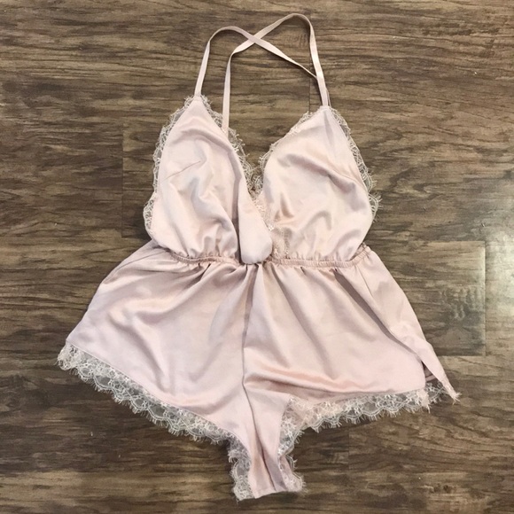 Francesca's Collections Pants - Nighttime Silk Lace Romper